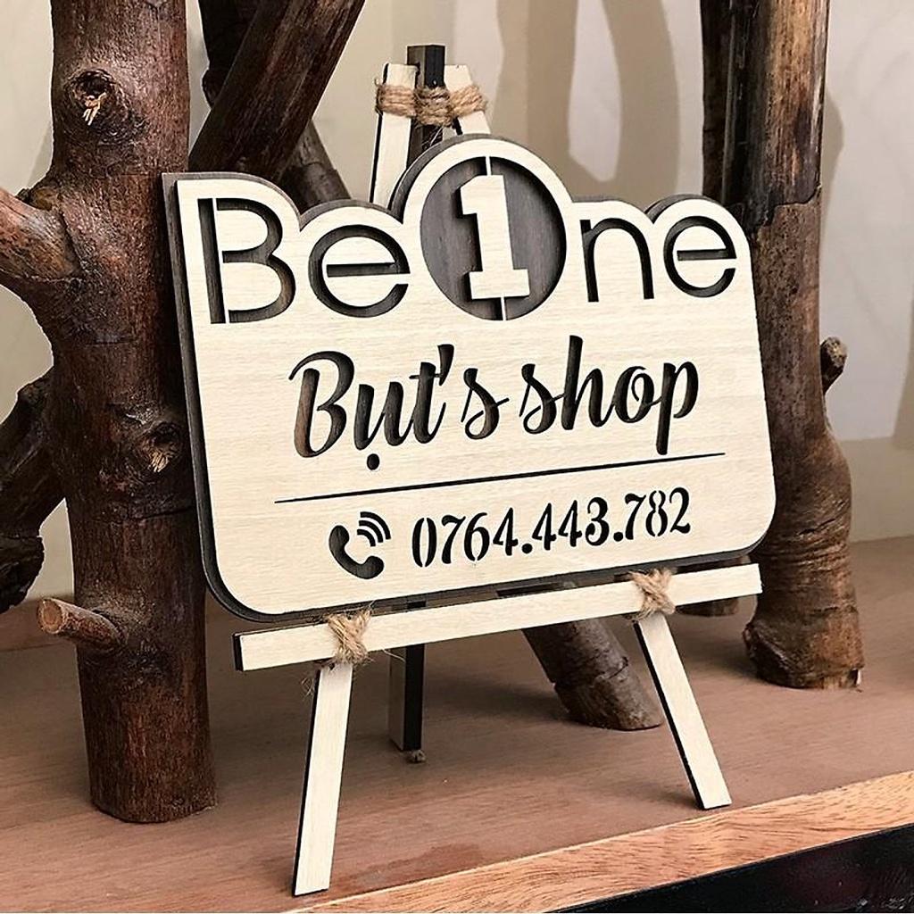 Bảng hiệu gỗ tên shop sử dụng trang trí chụp ảnh bán hàng Online