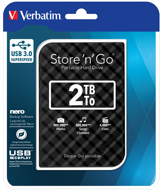 Ổ cứng di động Verbatim 2.5' USB 3.0 2TB (Đen) - Hàng chính hãng