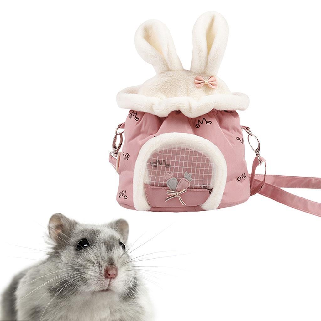 Hamster Carry Pouch Travel Carrier Breathable for Squirrel Hedgehog Pink