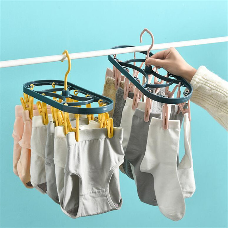 Móc Phơi Tất Vớ Tã Lót 12 Kẹp Gấp Gọn Phơi Quần Áo Cho Cả Gia Đình - PaKaSa (Giao màu ngẫu nhiên)
