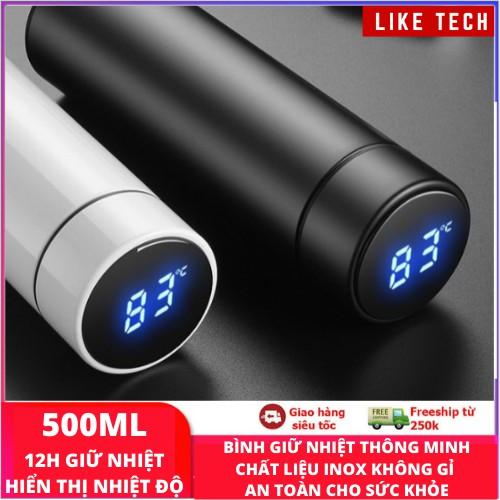 Bình giữ nhiệt có nhiệt kế thông minh 500ml - Bình giữ nhiệt INOX hiển thị nhiệt độ led cao cấp có Bảo Hành