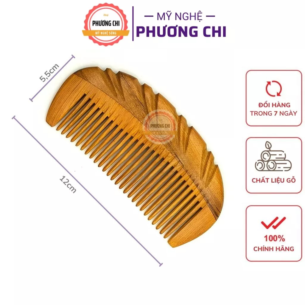 Lược me khía gỗ thơm gép răng dài 12cm, lược chải tóc gỡ rối massage đầu | Mỹ Nghệ Phương Chi