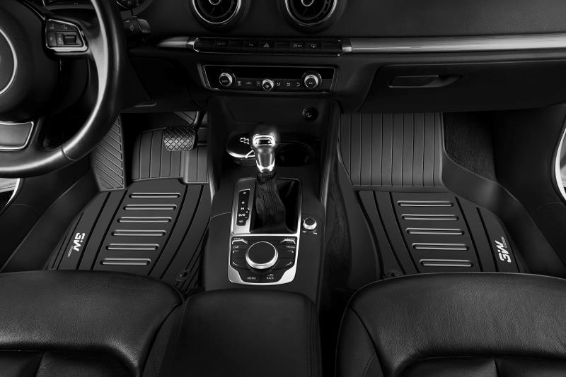 Thảm lót sàn xe ô tô dành cho Audi A3 2013- đến nay Nhãn hiệu Macsim 3W chất liệu nhựa TPE đúc khuôn cao cấp - màu đen