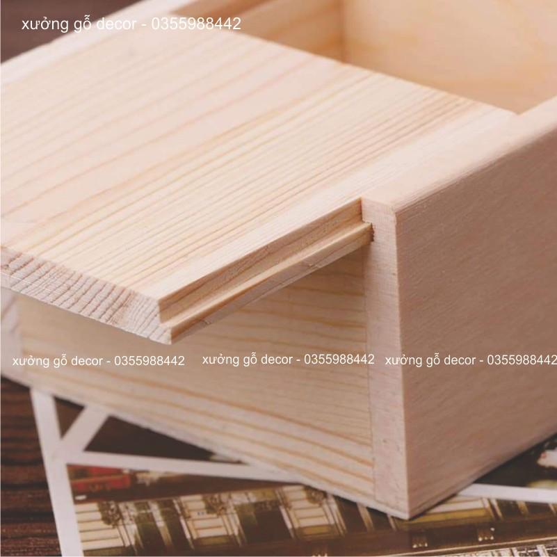 Hộp Gỗ Đựng Đồ Nắp Trượt Nhẫn Và Trang Sức Xinh Xắn Nhiều Kích Thước