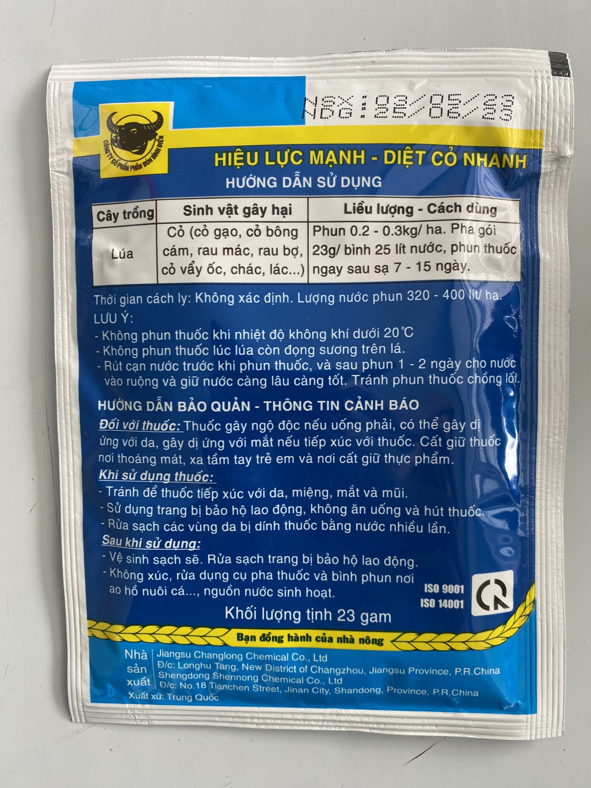 Thuốc Trừ cỏ trên ruộng lúa Quinpyrad 500WP | Gói 23g