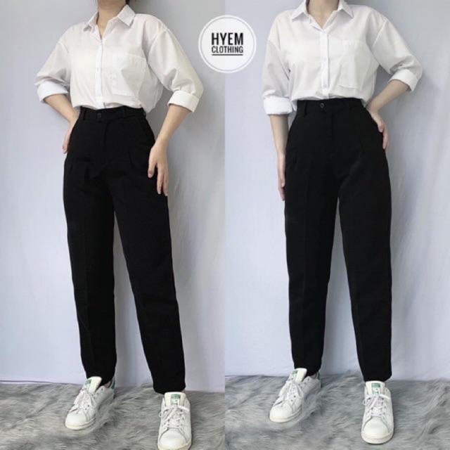 Quần tây baggy, quần tây đi học dáng dài cực xinh chất tuyết mưa cao cấp