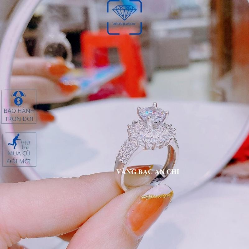 Nhẫn sen bạc ý cao cấp, nhẫn mặt đá, quà tặng sinh nhật,bạn gái,An chi jewelry