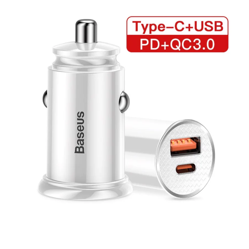 Bộ tẩu sạc Baseus Circular metal A+C 30W dùng cho xe hơi (CCALL-BS0S) nhanh đa năng - hàng chính hãng