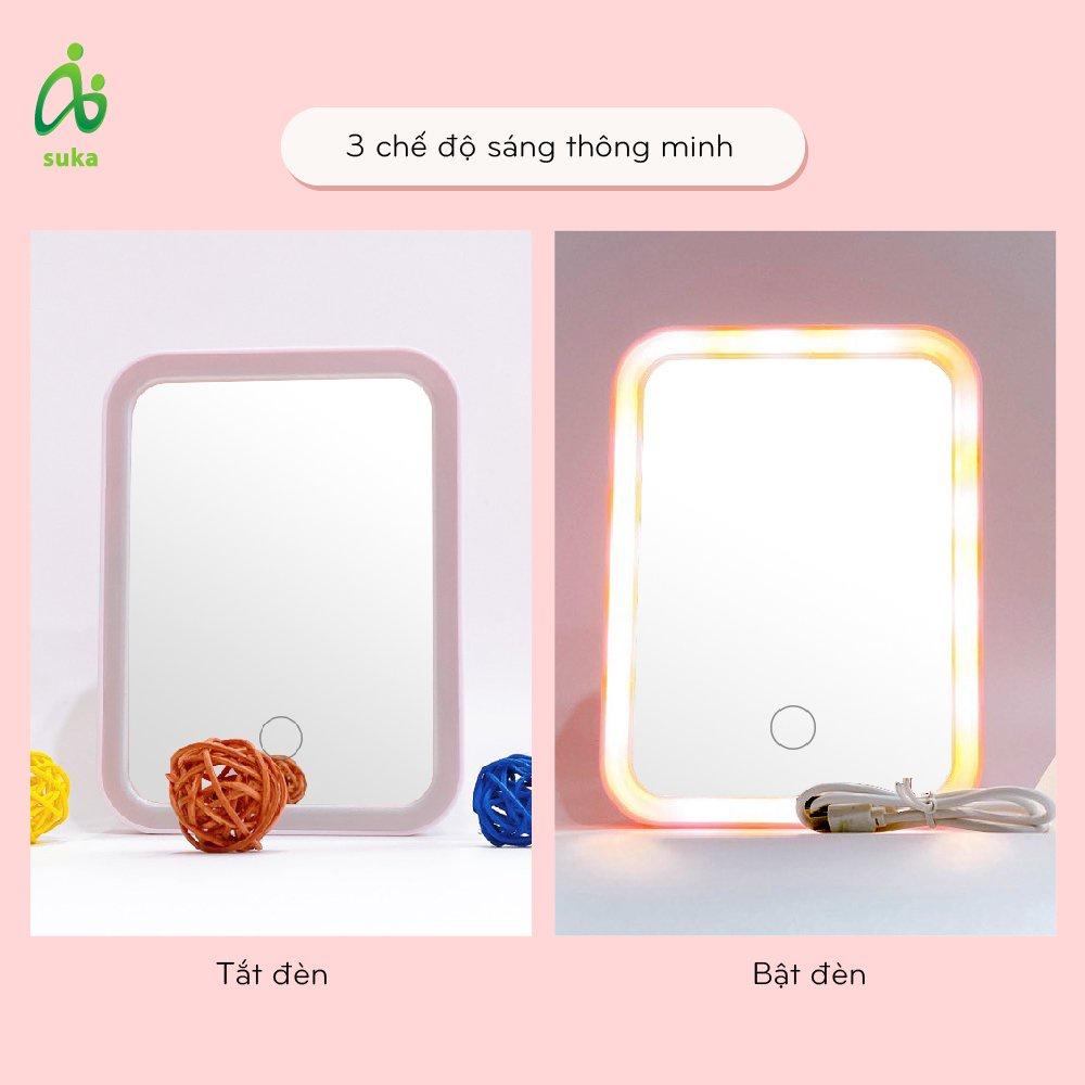 Gương để bàn-gương trang điểm có đèn led hình chữ nhật SK