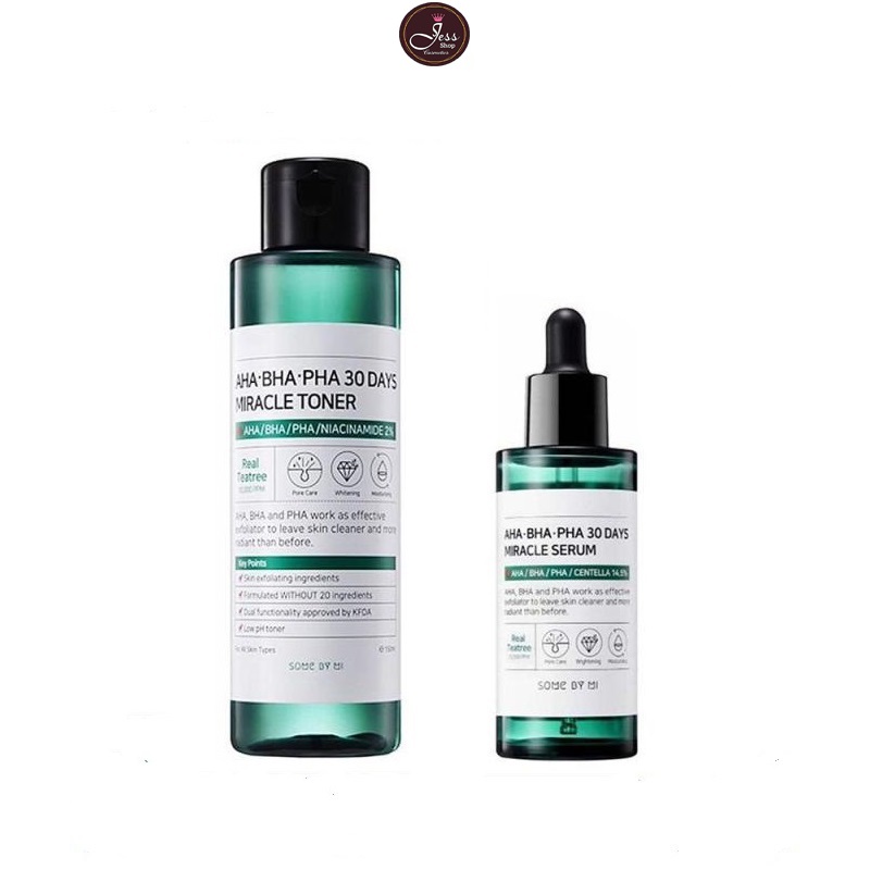 Combo 2 sản phẩm Nước hoa hồng Some By Mi AHA-BHA-PHA 30 Days Miracle Toner 150ml và Tinh chất ngừa mụn Some By Mi AHA-BHA-PHA 30 Days Miracle Serum 50ml