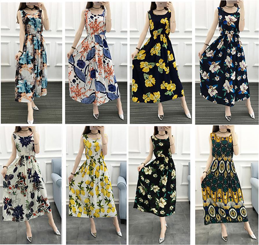 Váy đầm maxi thun lạnh co giãn giấu bụng dạo chơi, đi biển - Maxi 65