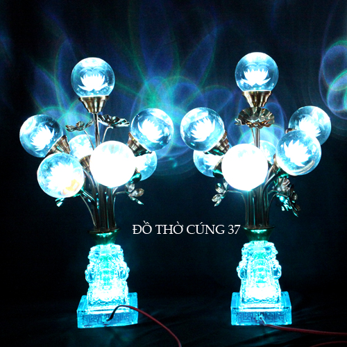 ĐÈN THỜ PHA LÊ BI TRÒN 7 BÔNG TỰ ĐỘNG CHUYỂN MÀU