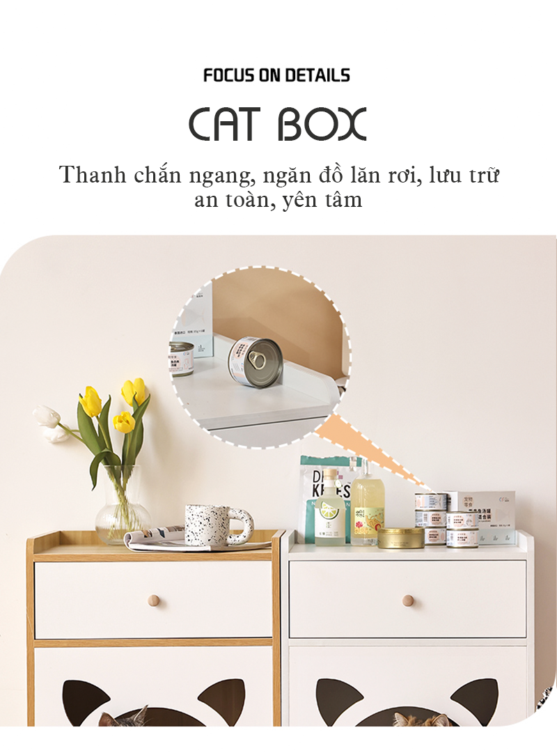 Tab Đầu Giường Kết Hợp Cat Box Có Chân - GP195 - Kệ Tủ Đầu Giường