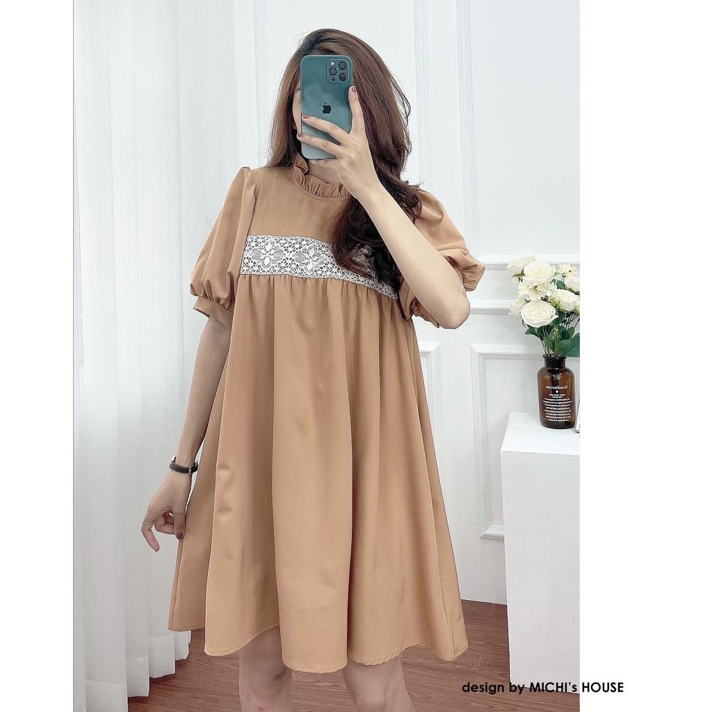 Váy suông thiết kế, ngực phối ren, đầm xuông rộng freesize, 3 màu mã V193 - Michi's House