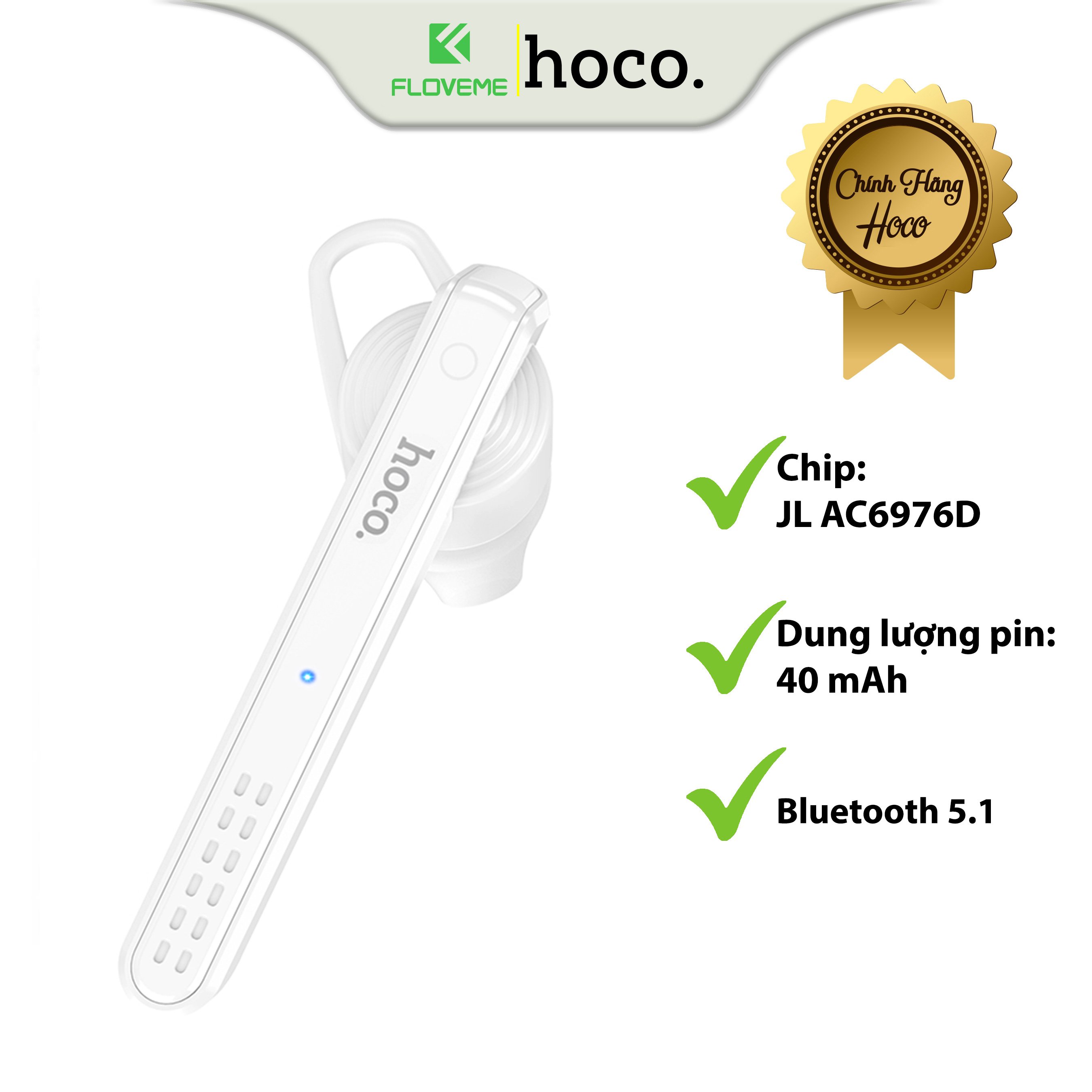 Tai Nghe Nhét Tai Dành Cho Hoco E61, Bluetooth 5.1, Có Micro Đa Năng Cao Cấp, Âm Thanh Chân Thực, Sống Động - Hàng Chính Hãng