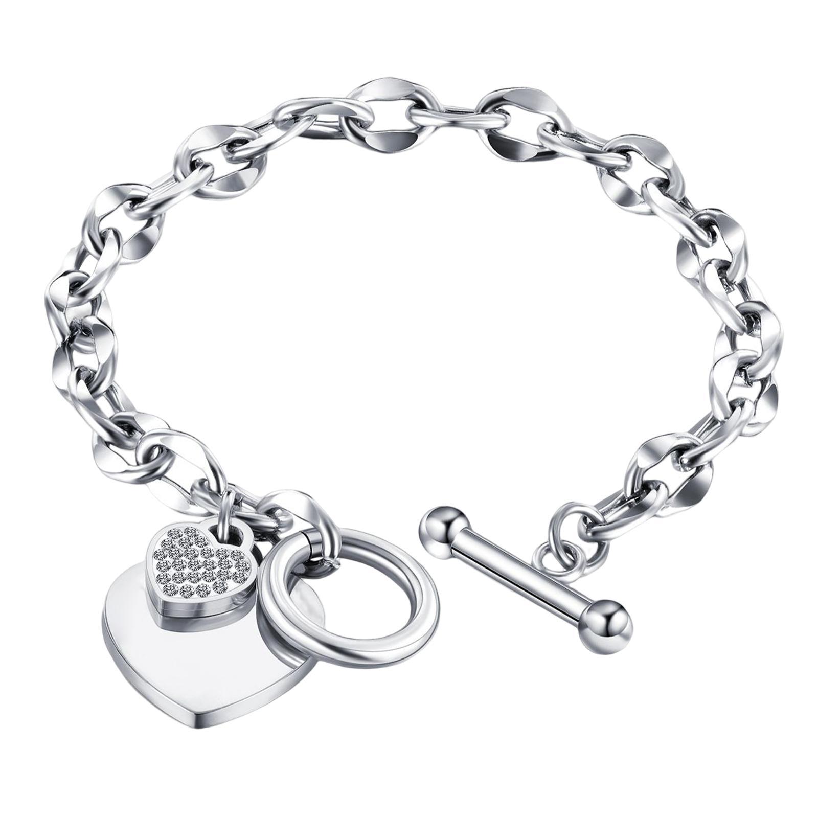 Love Heart Charm Pendant Bracelet Women Jewelry Anniversary Gift Stylish