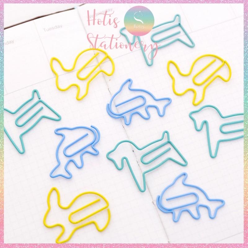 Set 12 kẹp giấy paper clip hình thú dễ thương, kẹp kim loại văn phòng