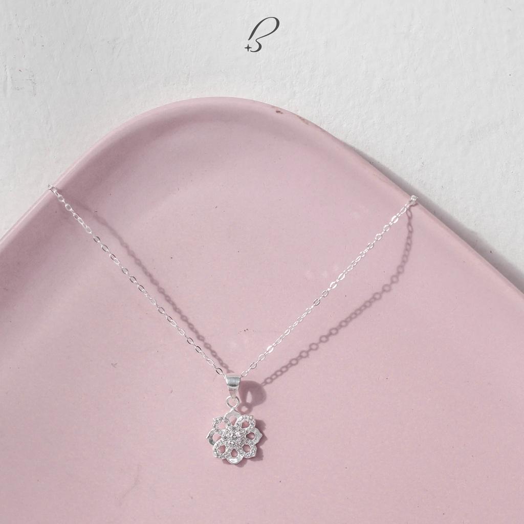 Vòng cổ bạc Bling It mặt hoa chuồn chuồn hạt đá BIVC215
