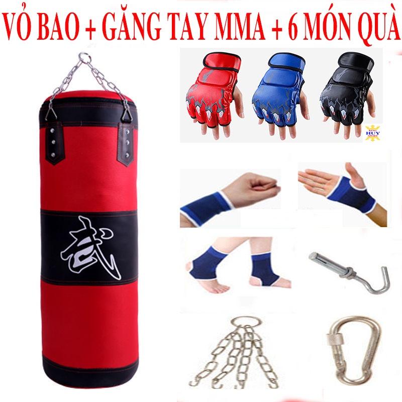 Vỏ bao cát đấm bốc boxing 4 lớp siêu bền, TẶNG: móc, xích, khóa, bao tay, cổ tay, chân Vải