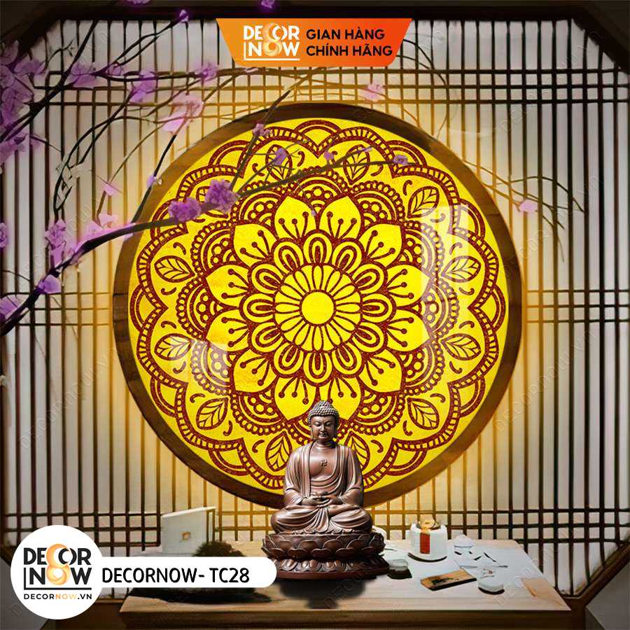 Đèn Hào Quang Phật In Tranh Trúc Chỉ DECORNOW 30,40 cm, Trang Trí Ban Thờ, Hào Quang Trúc Chỉ MANDALA DCN-TC28