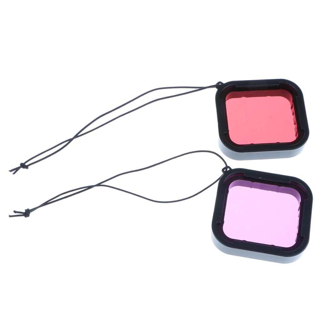 Red & Purple Dive Filter with Anti-lost Tether for HERO5 Black Camera