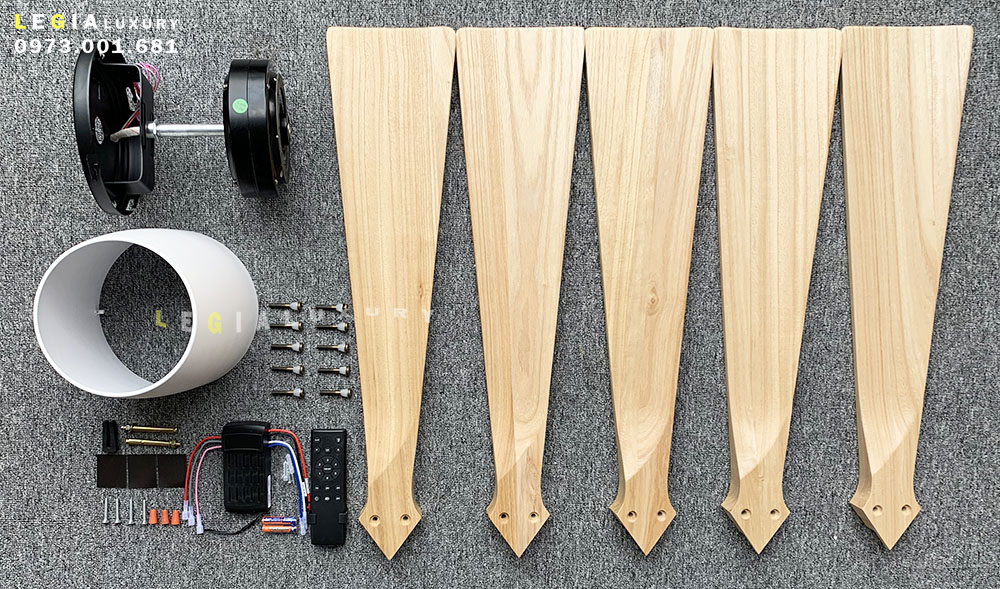 Quạt Trần Gỗ Phong Cách Đông Dương LÊ GIA LGFAN738V - Chiều Cao 22cm - Sải Cánh 132cm - Bảo Hành 5 Năm