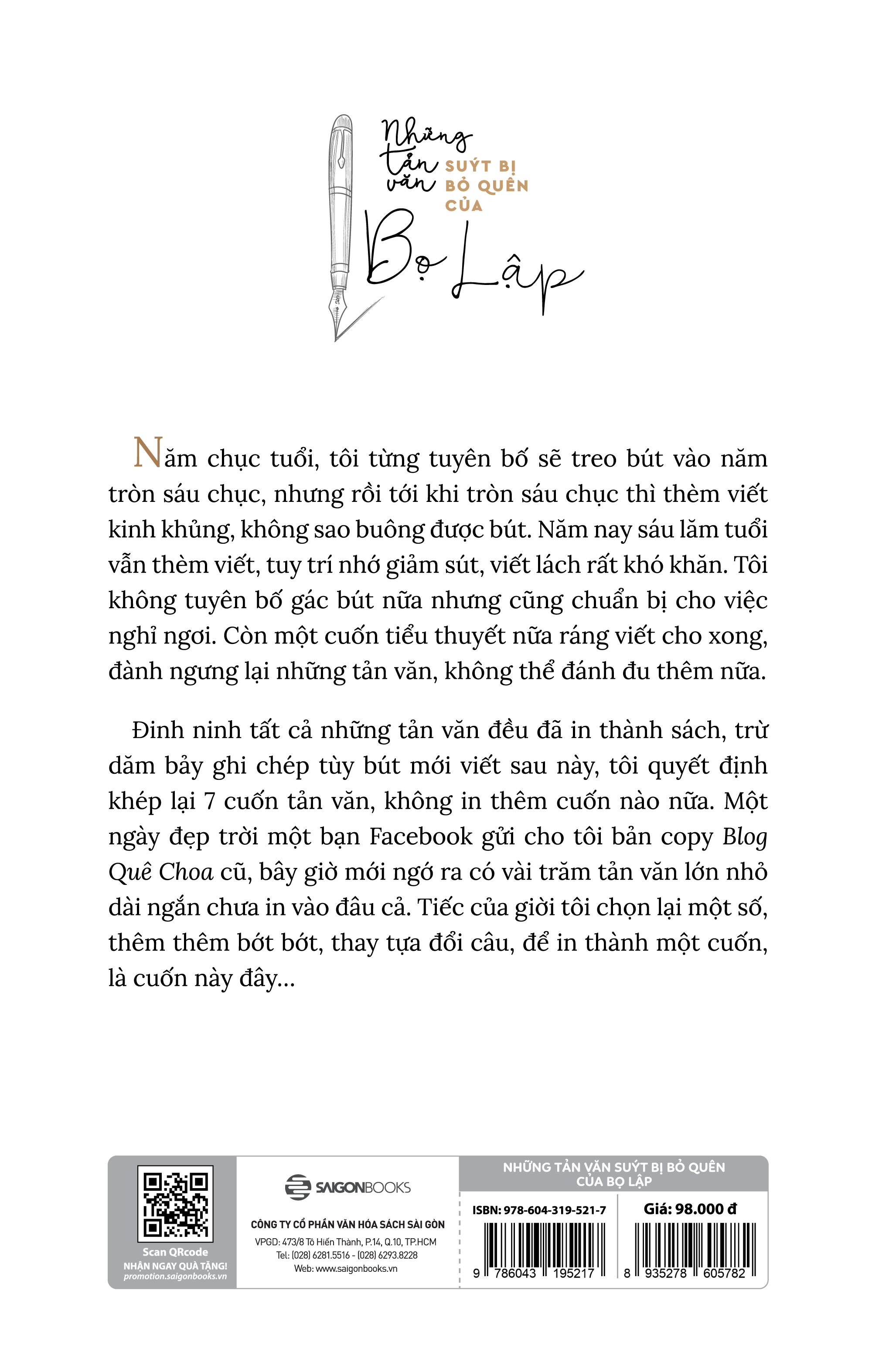 Những tản văn suýt bị bỏ quên của Bọ Lập - Tác giả Nguyễn Quang Lập - đến câu hát cũng hai lần sàng lại