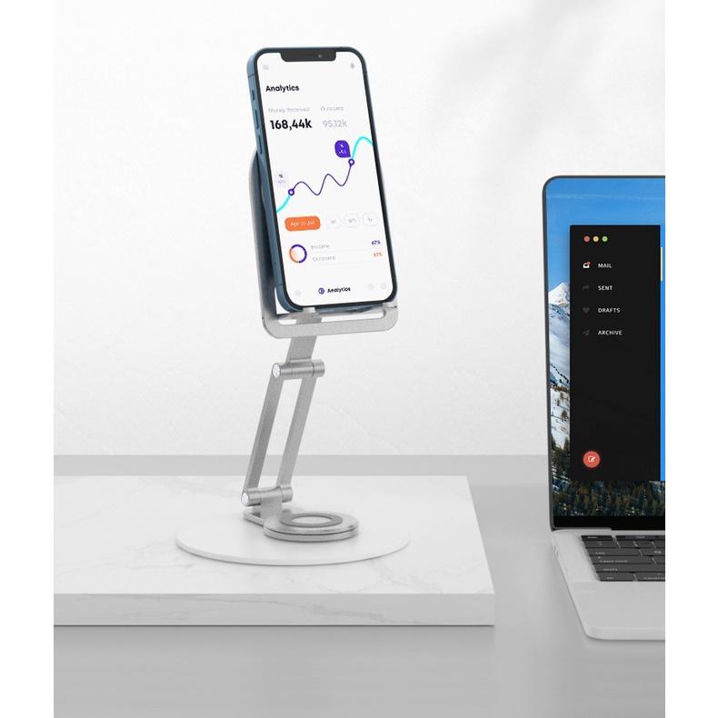 Giá đỡ điện thoại, máy tính bảng tablet L02 cho iPhone, iPad, Tablet hợp kim nhôm, có thẻ gấp gọn, xoay tròn 360 độ.