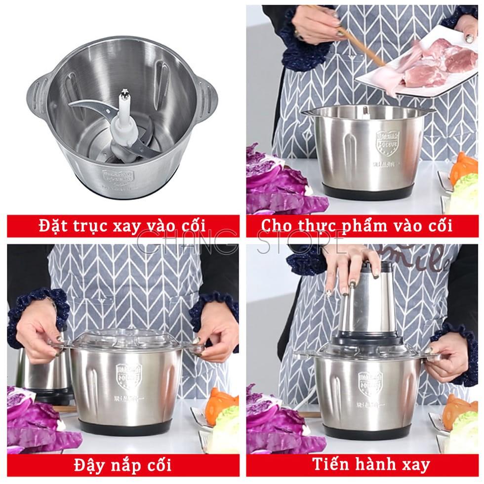 Máy Xay Thịt Đa Năng Cối INOX 304 - Cối xay thực phẩm, rau củ