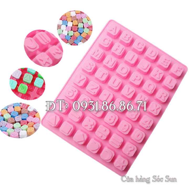 Khuôn silicon 24 chữ cái, 10 số, ký tự - Mã số 1136