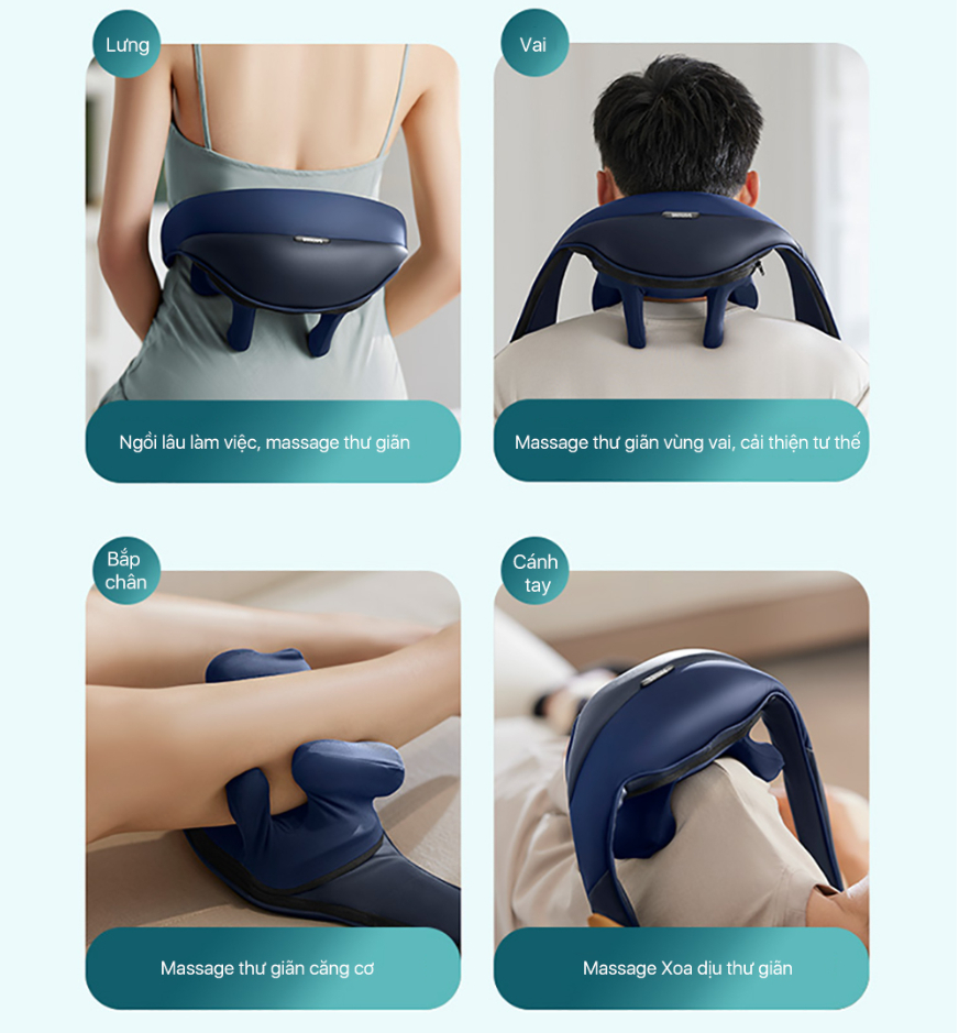Máy Massage Cổ Vai Gáy, mô phỏng massage như các đầu ngón tay, 6 điểm tiếp xúc ôm sát vùng vai cổ