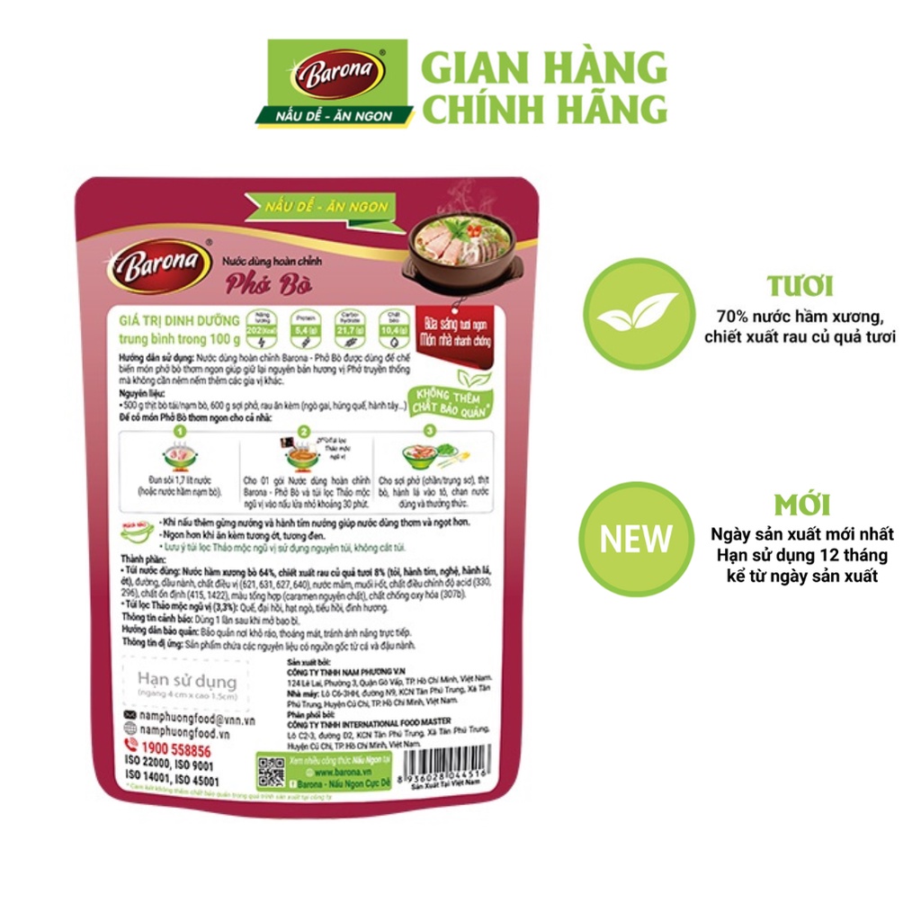 Nước Dùng Hoàn Chỉnh Barona - Phở Bò 150g