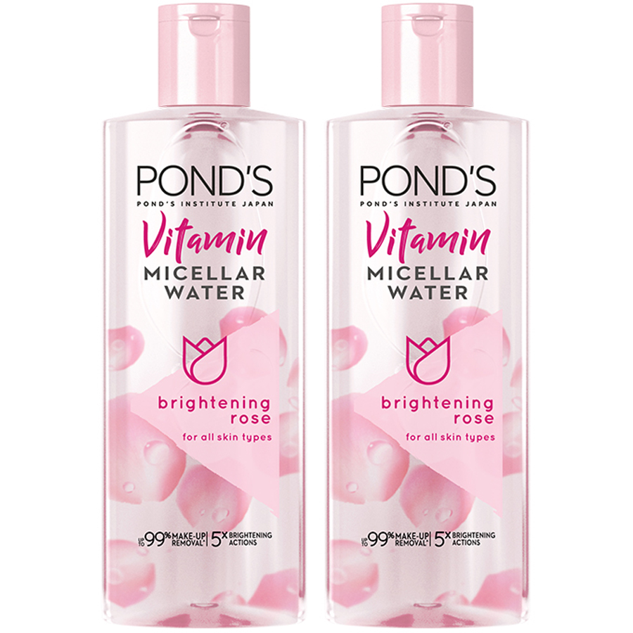 Combo 2 Nước Tẩy Trang Vitamin &amp; Hoa Hồng Sáng Da Pond’S Micellar Water 100Ml