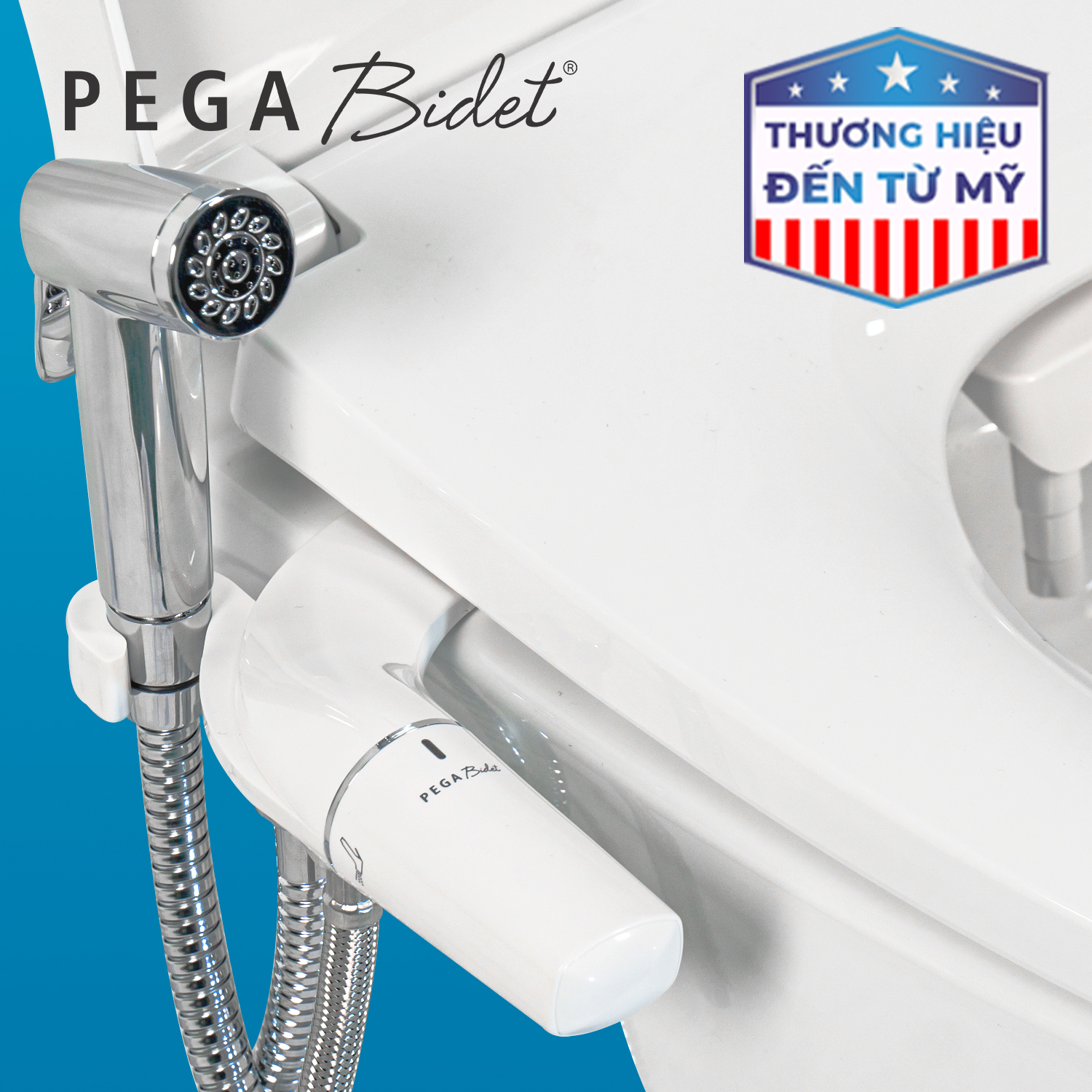 Vòi Xịt Rửa Vệ Sinh Thông Minh PEGA Bidet EZ-200P gắn bồn cầu, Không Dùng Điện, Công Nghệ Mới Siêu Mỏng, 2 Vòi Rửa có Vòi Chuyên Dụng Cho Nữ, Dễ Lắp Đặt, Rất cần cho Trẻ Em, Người Già, Phụ Nữ Mang Thai - Thương Hiệu Mỹ