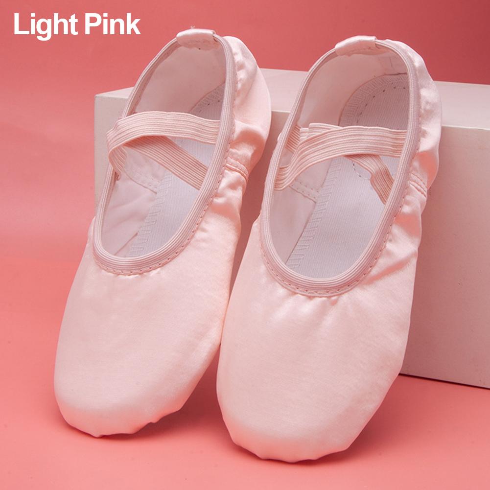 Bé Gái Ba Lê Giày Trẻ Em Khiêu Vũ Dép Chuyên Nghiệp Satin Đế Mềm Múa Ba Lê Bé Gái Nữ Múa Ba Lê Tập Yoga Giày Khiêu Vũ Color: Light Pink Shoe Size: 25