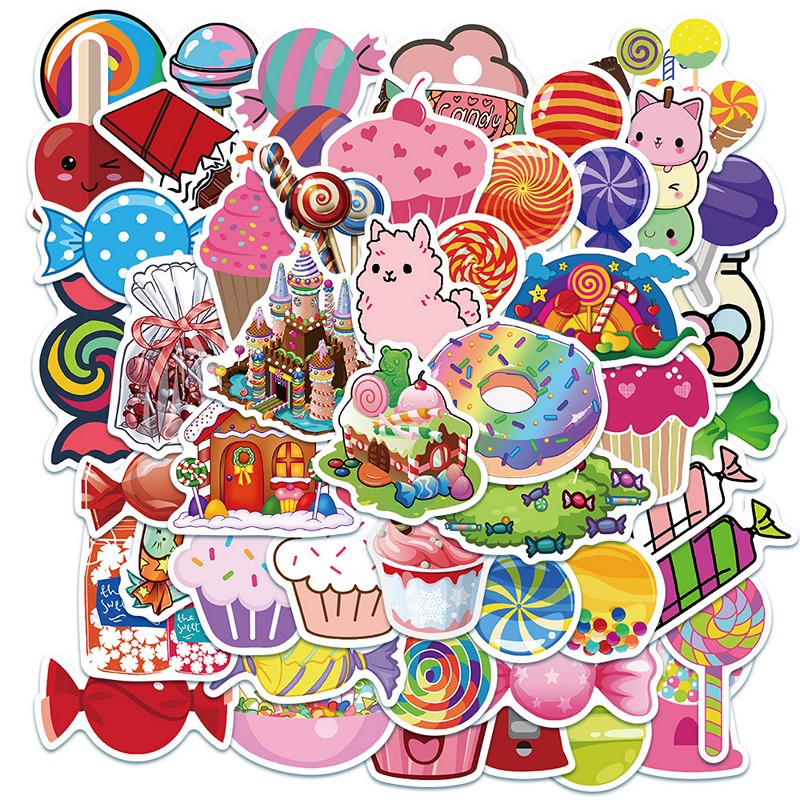 Sticker 50 miếng hình dán Candy World