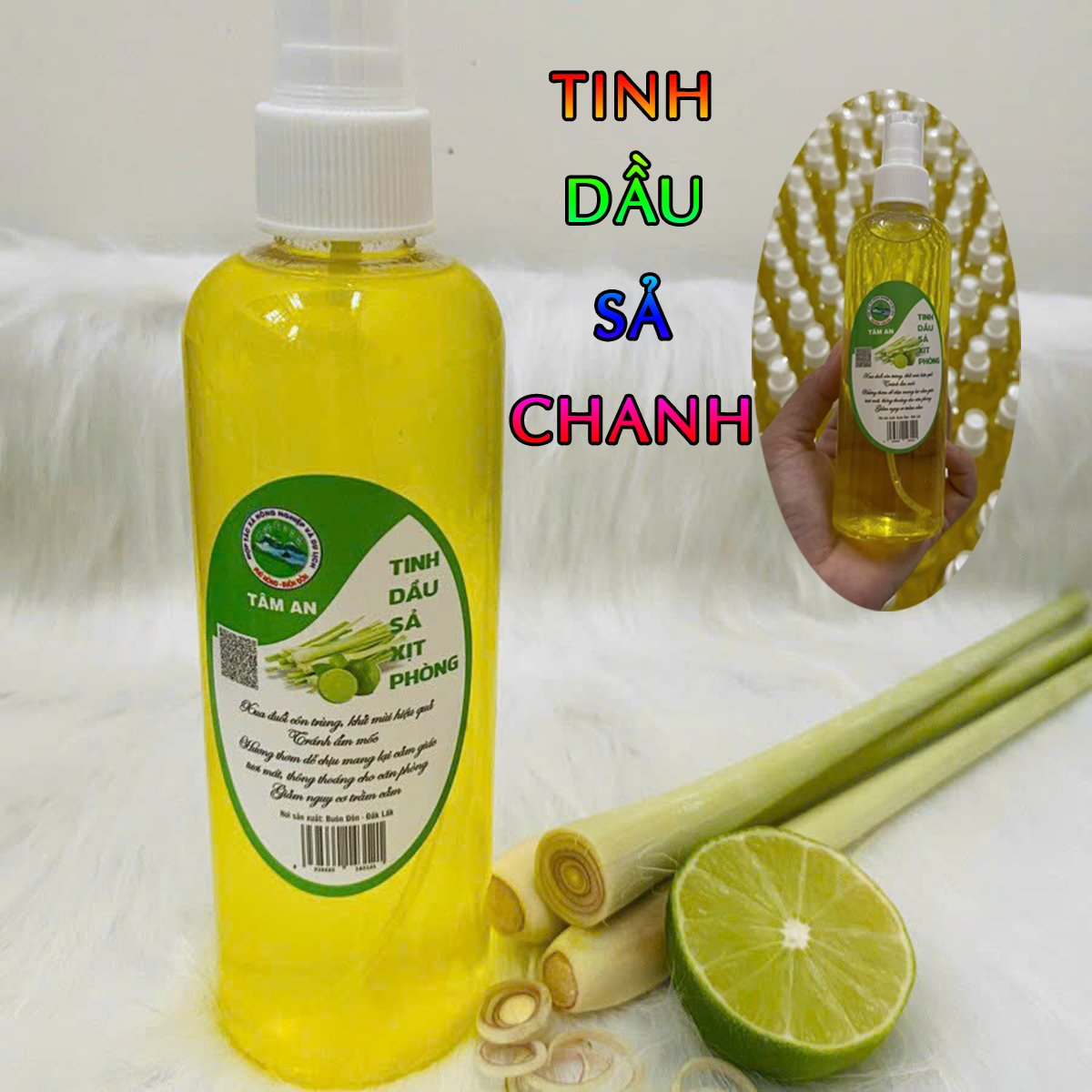 Chai Xịt Tinh Dầu Sả Thiên Nhiên Giúp Thơm Phòng, Đuổi Muỗi, Côn Trùng, Khử Mùi Tiện Dụng