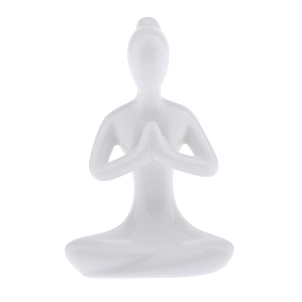 Tishita 2x Ceramic Yoga Figure Ornament Statue Sculpture Garden Desk Home