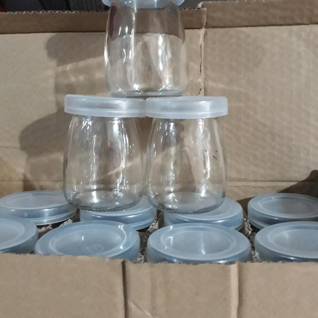 12 hũ thủy tinh đựng sữa chua, trơn trắng