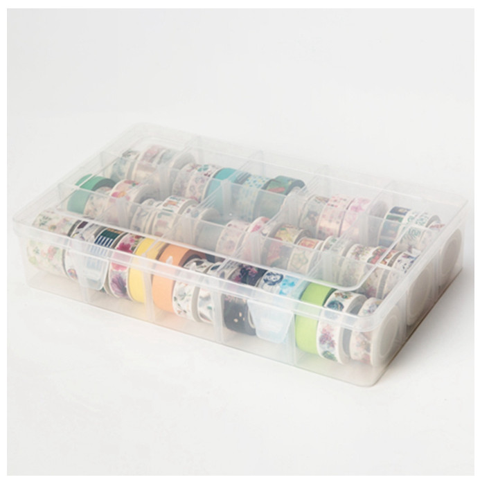 Hộp Nhựa 15 Ô Đựng Cuộn Băng Dính Washi Tape, Stickers, Hình Dán,... Trong Suốt Siêu Tiện Lợi, Gọn Gàng