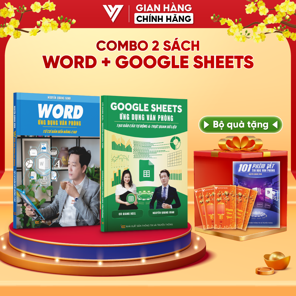 Combo 2 Sách Word - Google Sheet Ứng Dụng Văn Phòng ĐẠO TẠO TIN HỌC Tặng Kèm Video Bài Giảng