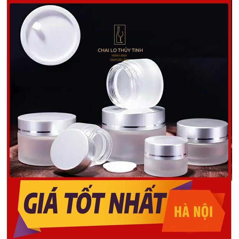 Hũ thủy tinh màu trắng mờ đựng kem 10gr 20gr 30gr 50gram -100gram