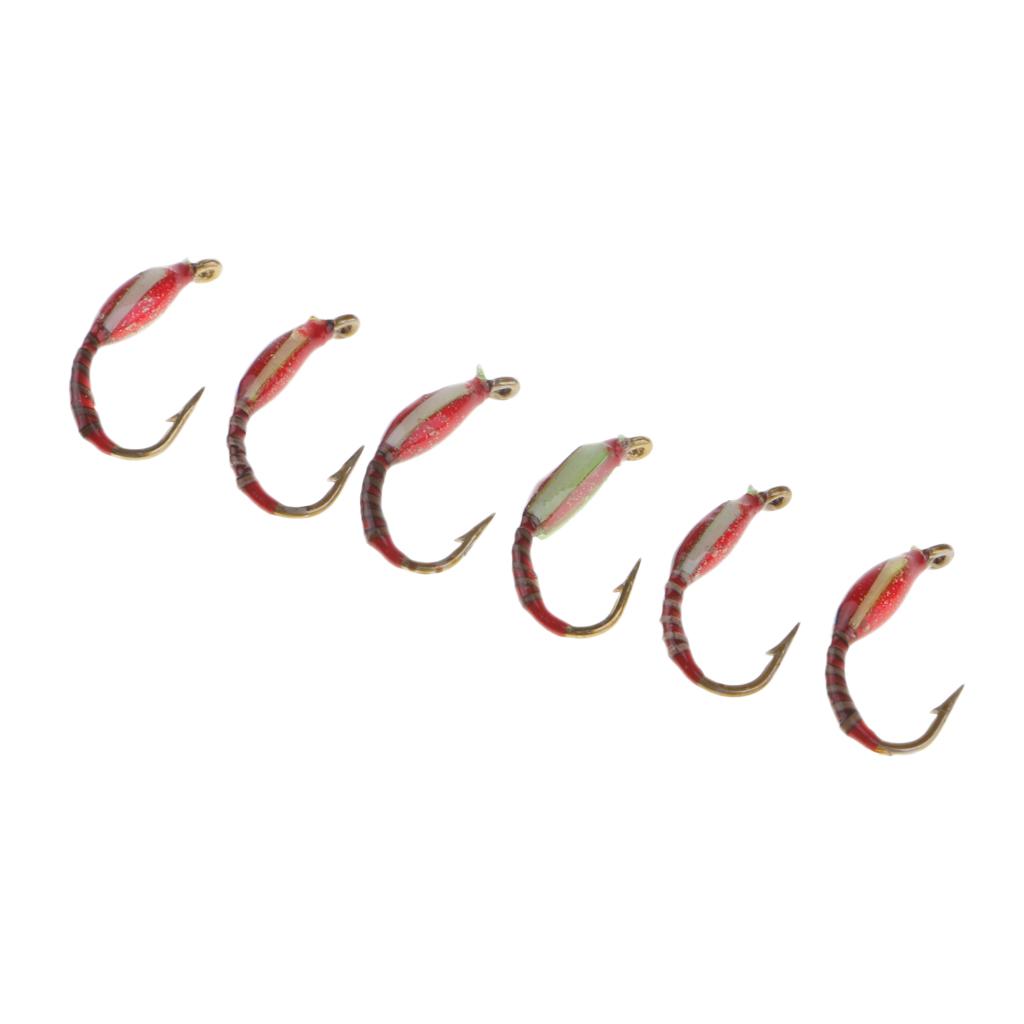 6pcs Nymphs Trout Fly Fishing Flies Dry Flies Fly Fishing Lures Baits