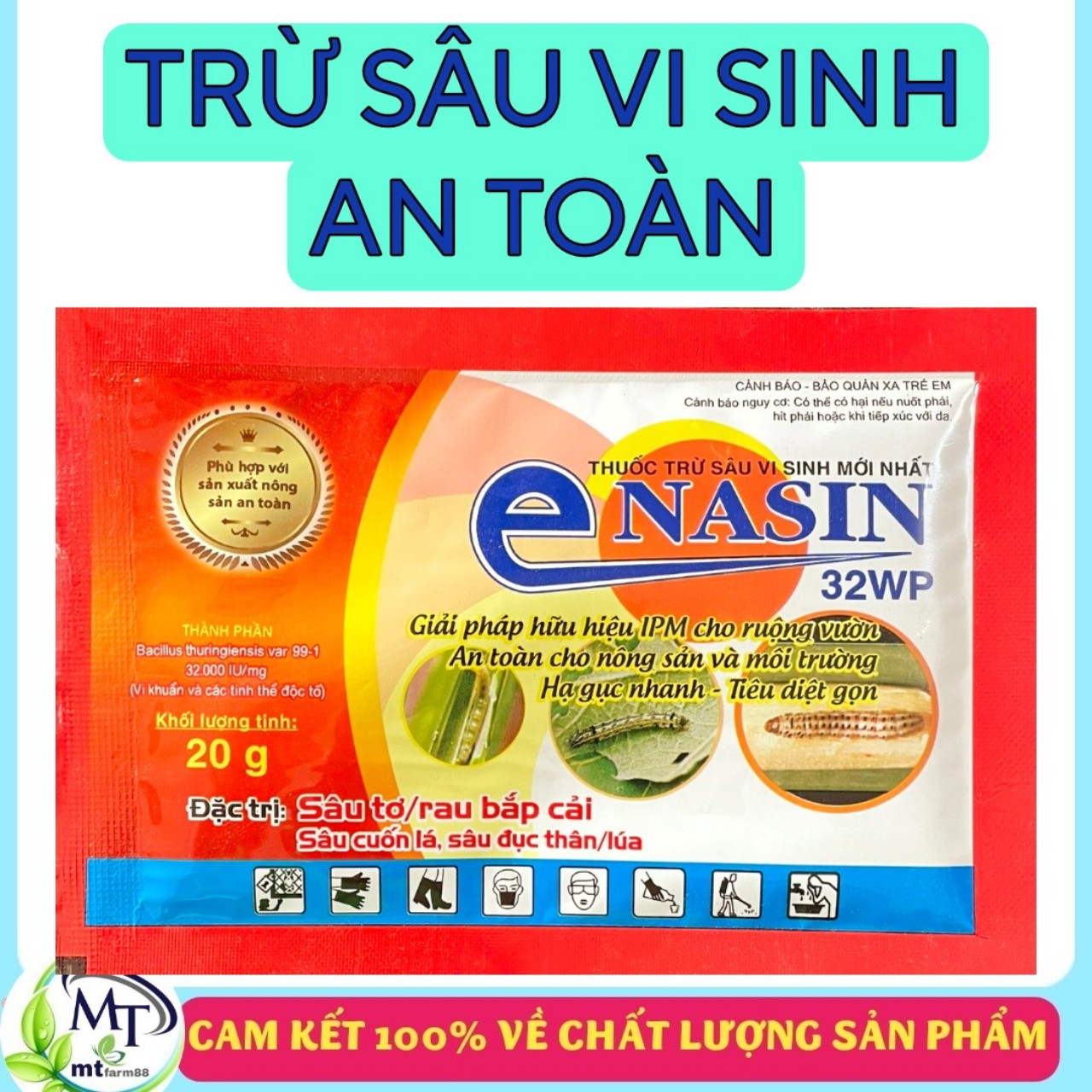 ENASIN 32WP gói 20gr - Bacillus thuringiensis vi sinh an toàn cho nông sản và môi trường - sản xuất nông sản an toàn