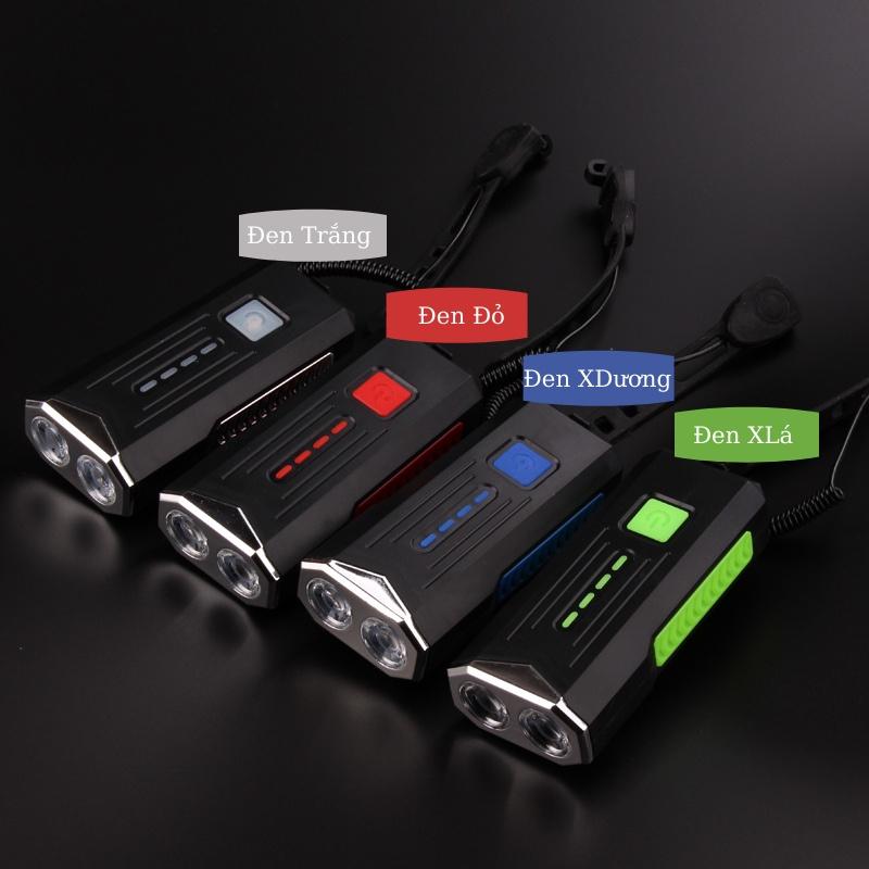 Đèn Pha Xe Đạp Thể Thao Siêu Sáng Có Còi - Đèn Led Chống Nước Sạc USB Tiện Lợi