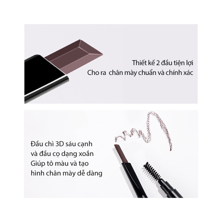 Chì Kẻ Chân Mày Perfect Diary Duel-Ended Hexagonal Chiseled Eyebrow Pencil 0.28g