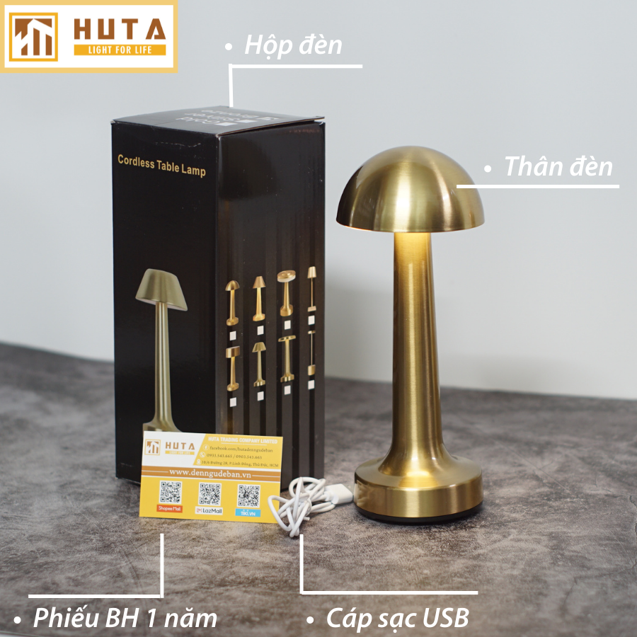 Đèn Led Quầy Bar Bàn Ăn Nhà Hàng HUTA RESNON Cảm Ứng Tích Điện USB Điều Chỉnh Ánh Sáng Vàng Trang Trí Quán Cà Phê Đèn Ngủ