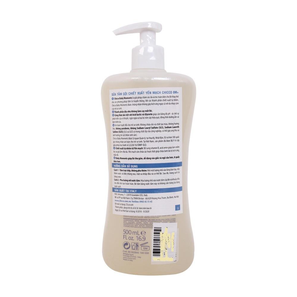 Sữa tắm gội chiết xuất Yến mạch 0M+ Chicco cho bé 500ml