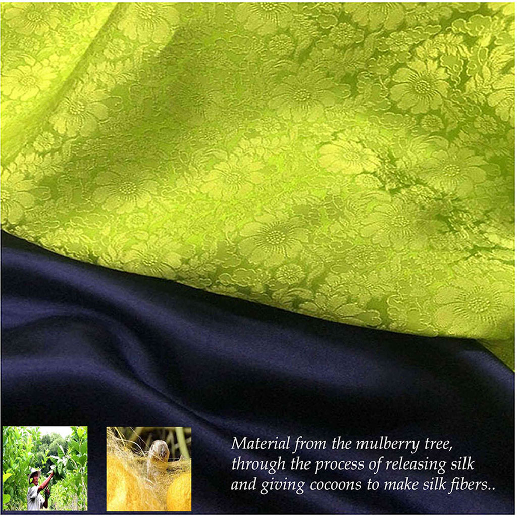 Vải lụa tơ tằm may áo dài HOA CÚC, dệt thủ công, 100% sợi tự nhiên
