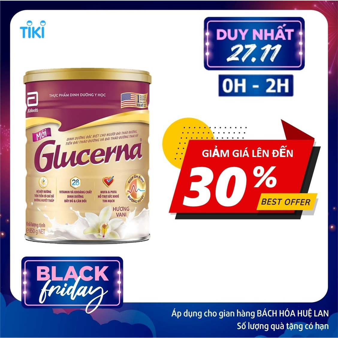 Sữa Bột Abbott Glucerna Vani 850g